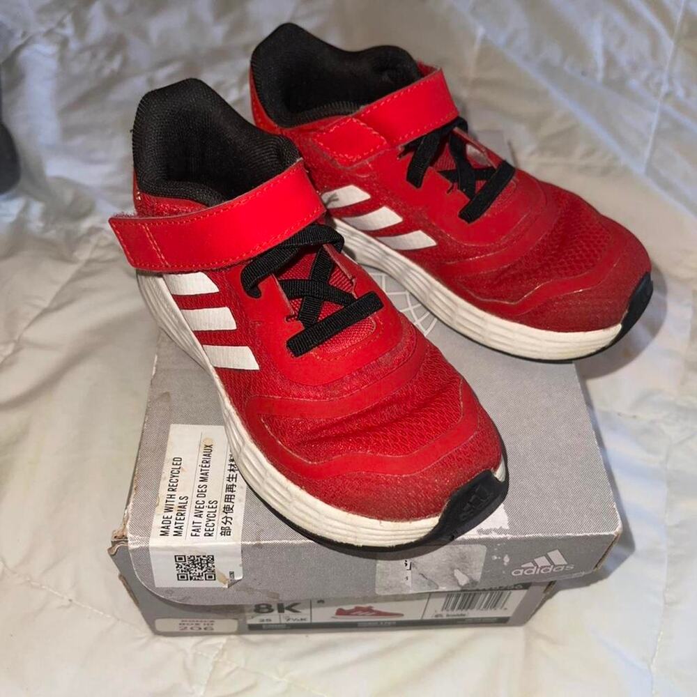 Red Adidas Kids Trainers - Size 8